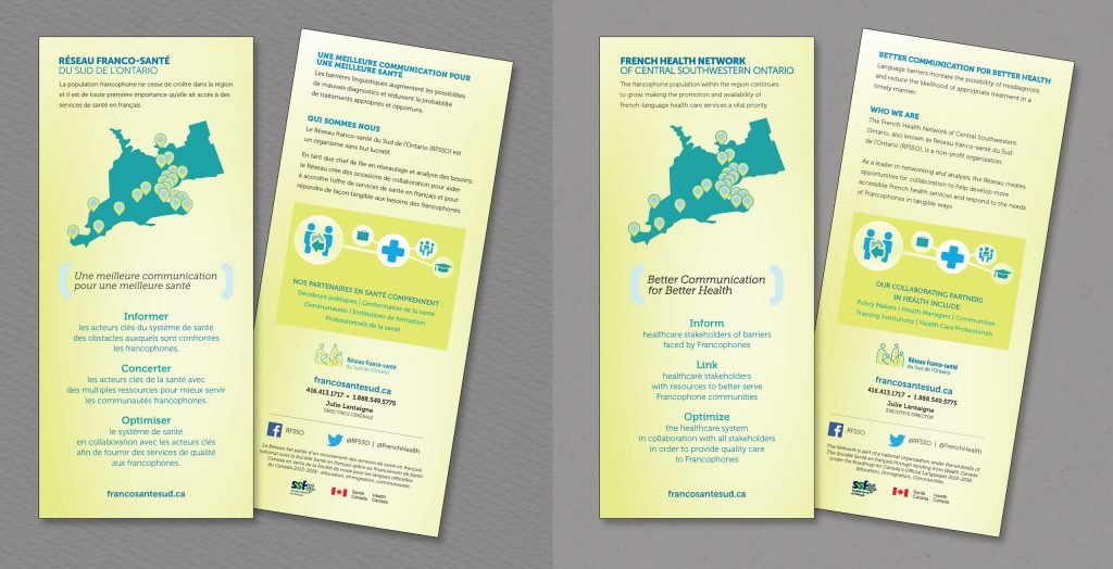 French Health Network bilingual information cards.